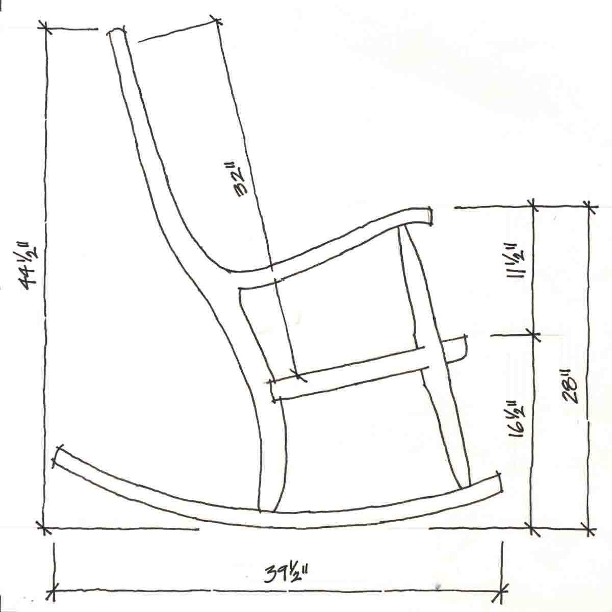 Dimension Drawings of our Rocking Chairs | Gary Weeks & Company