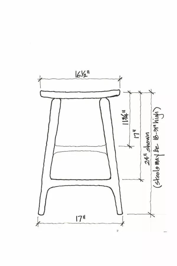 16-1/2" width of seat, front view