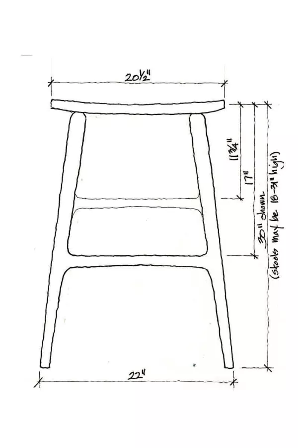 20-1/2" width of seat, front view