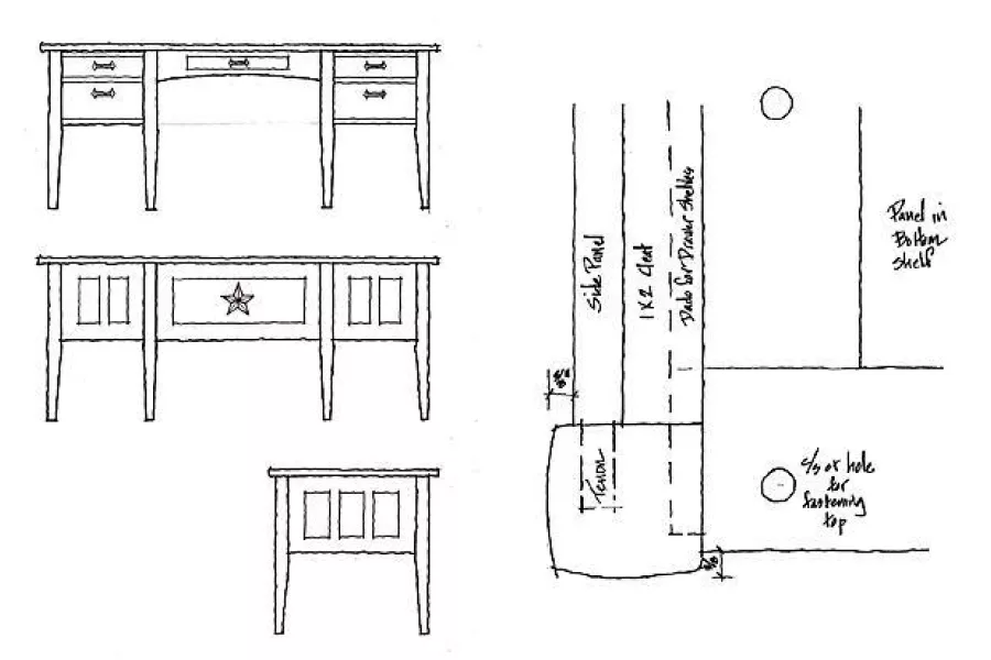office desk design drawings