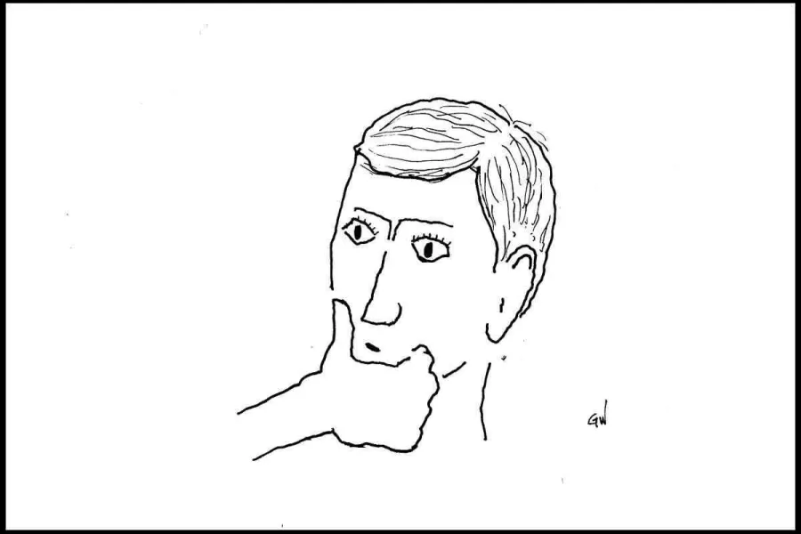 cartoon of pensive face