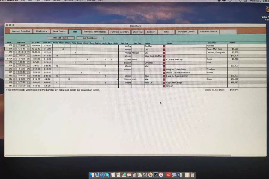 database screen shot