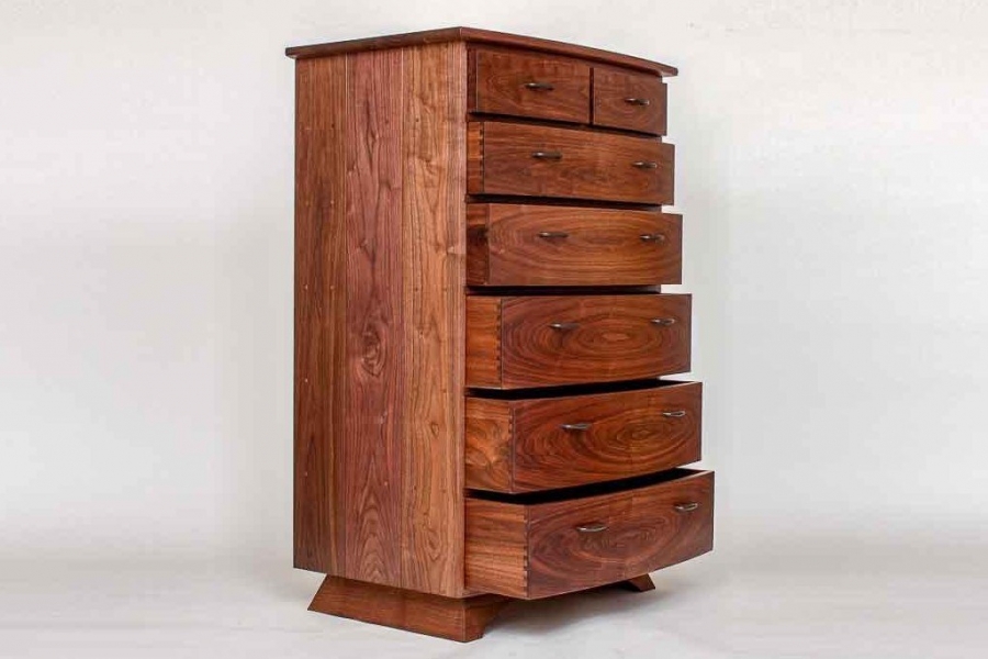 bow front, seven drawer chest