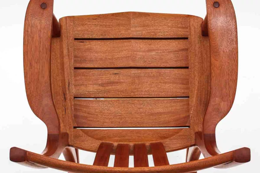 mahogany rocking chair seat, overhead view