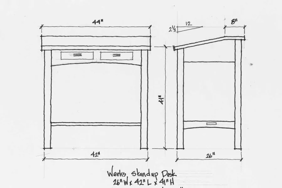 standup desk design drawings