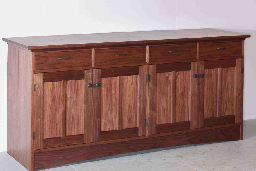 walnut buffet, 4 drawers over 4 doors