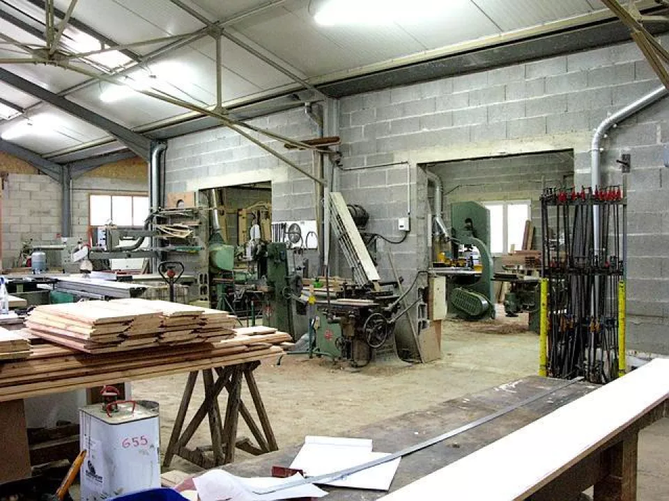 interior of woodshop in France