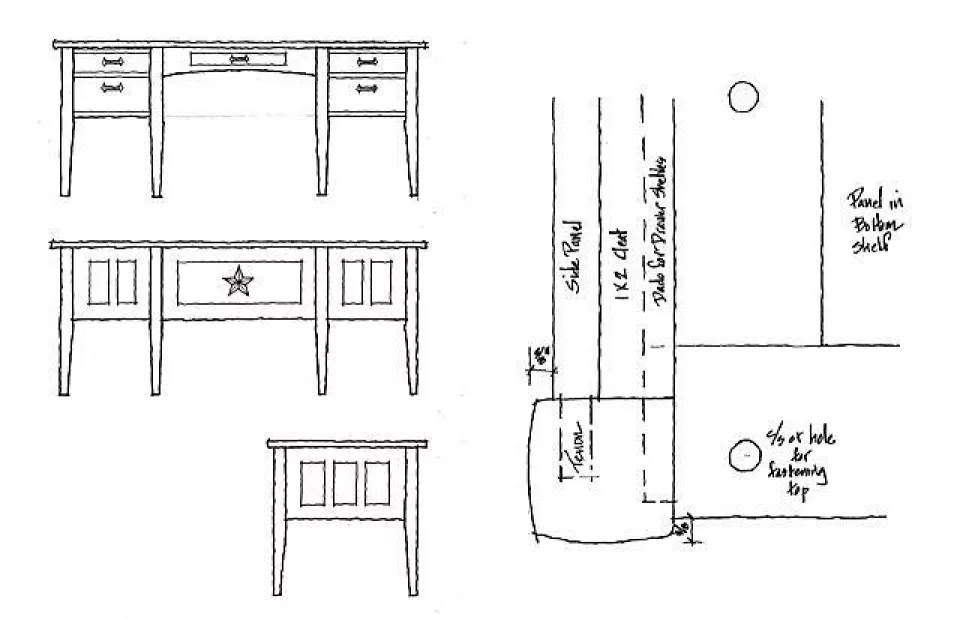 office desk design drawings
