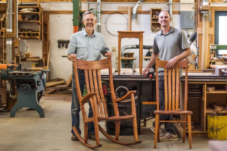Gary, Austin, rocking chair and dining chair in the shop