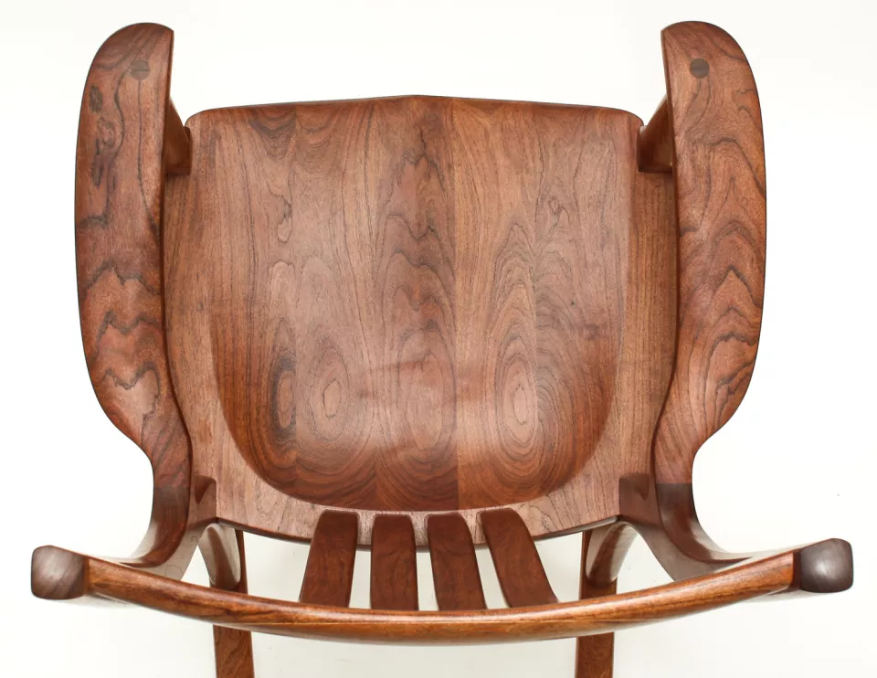 mesquite rocking chair seat overhead closeup