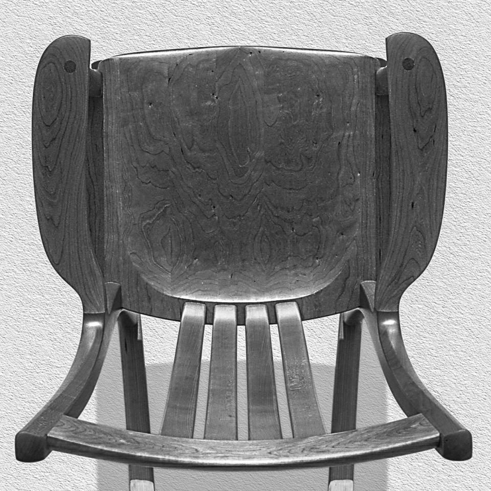 overhead view of rocking chair, B&W
