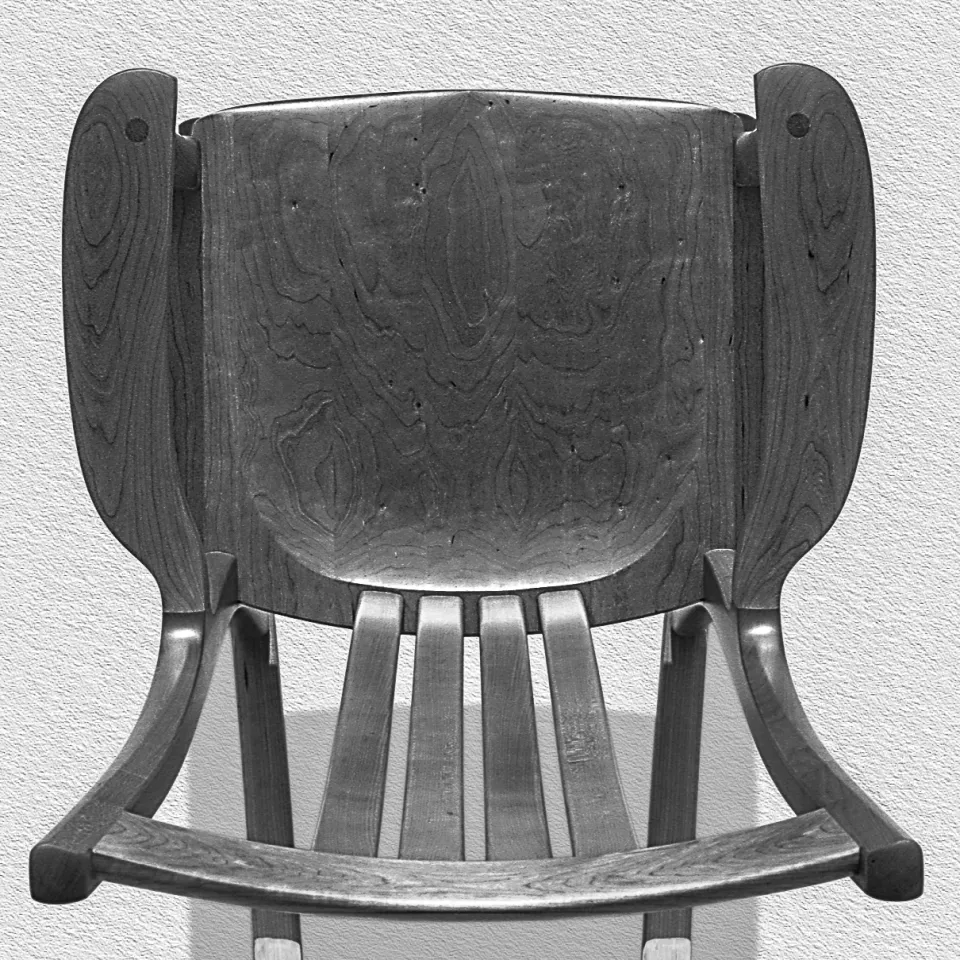 overhead view of rocking chair, B&W