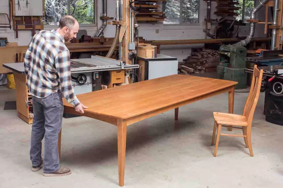 fixed top long Phillips dining table