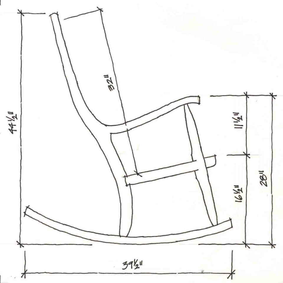 Dimension Drawings of our Rocking Chairs