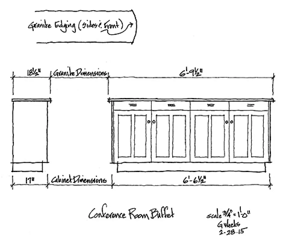 drawing of buffet elevation