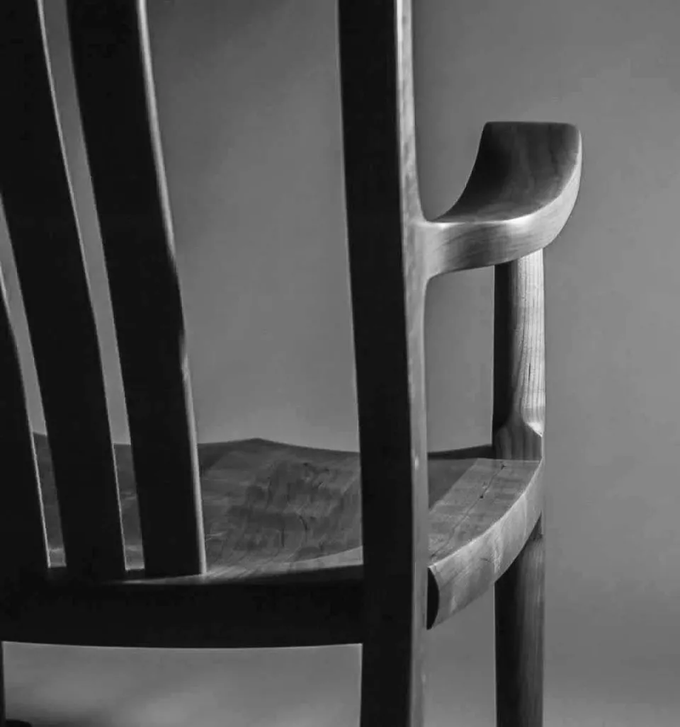 Rocking Chair Close Up Back View, B&W