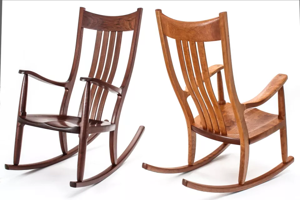 A pair of rocking chairs