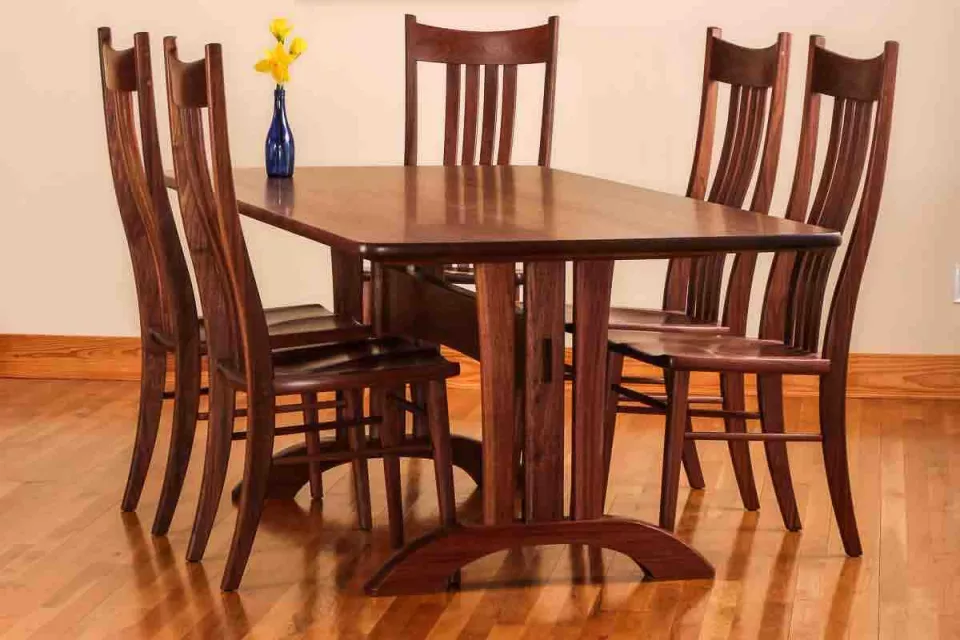 Mitchell trestle table and Wilson dining chairs in setting