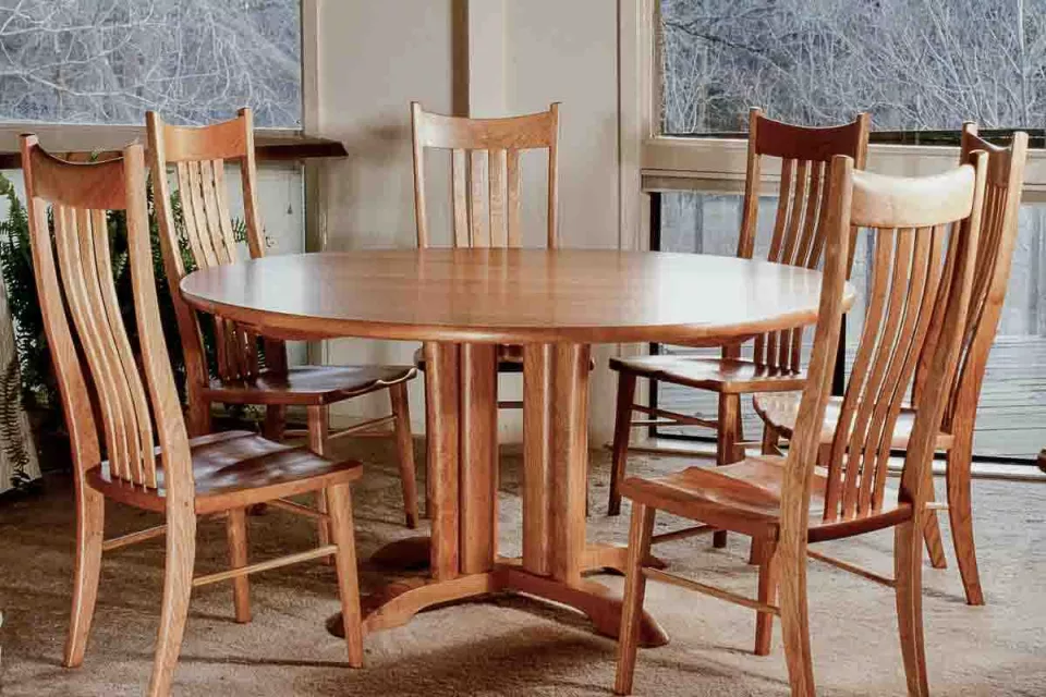 our McCoy pedestal table and 6 chairs in setting