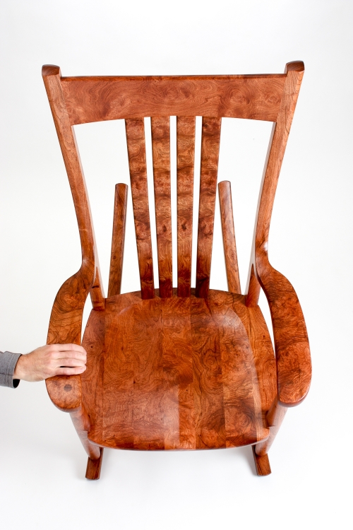 detail of burly mesquite rocking chair