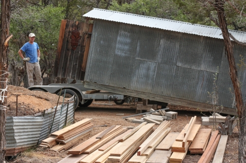 Jeff and trailer, moving lumber shed