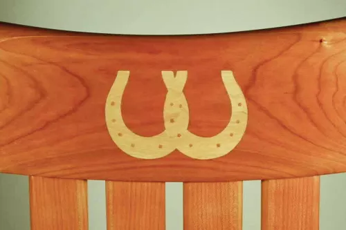 Rocking chair inlay, double horseshoes