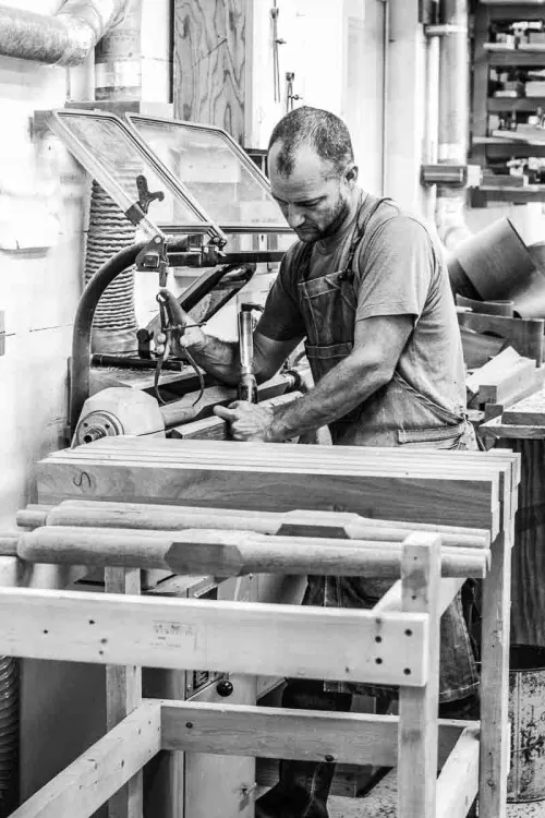 Will at lathe with barstool legs