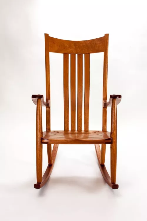 mahogany rocking chair, front view