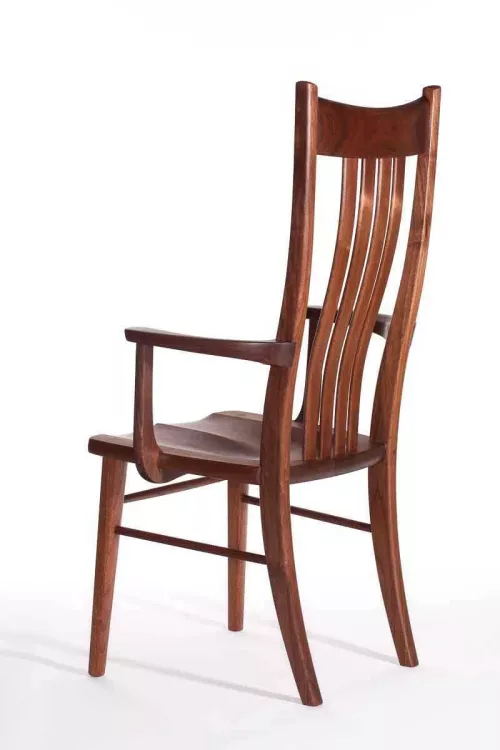 walnut Wilson arm chair, back quarter view