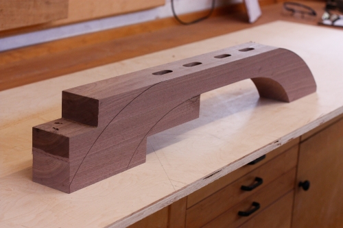 trestle table foot on the work bench
