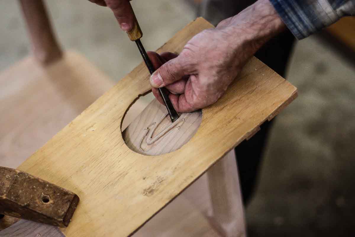 carving for inlay in rocking chair arm
