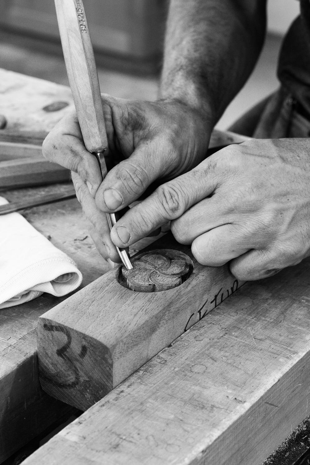 close up of carving flower