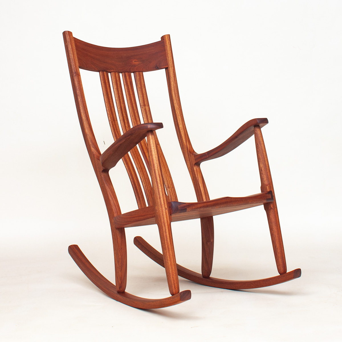 African Mahogany Porch Rocker front quarter