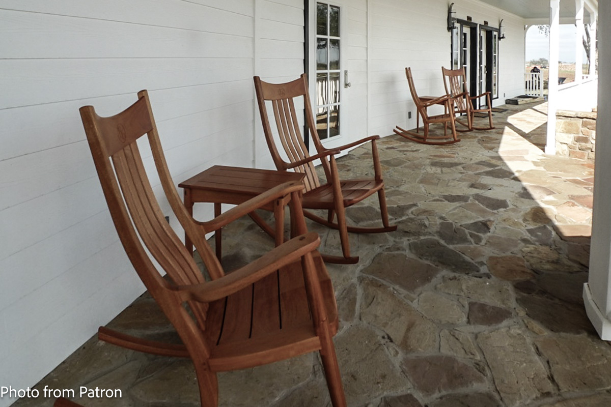 Four Porch Rockers on a Lodge Porch