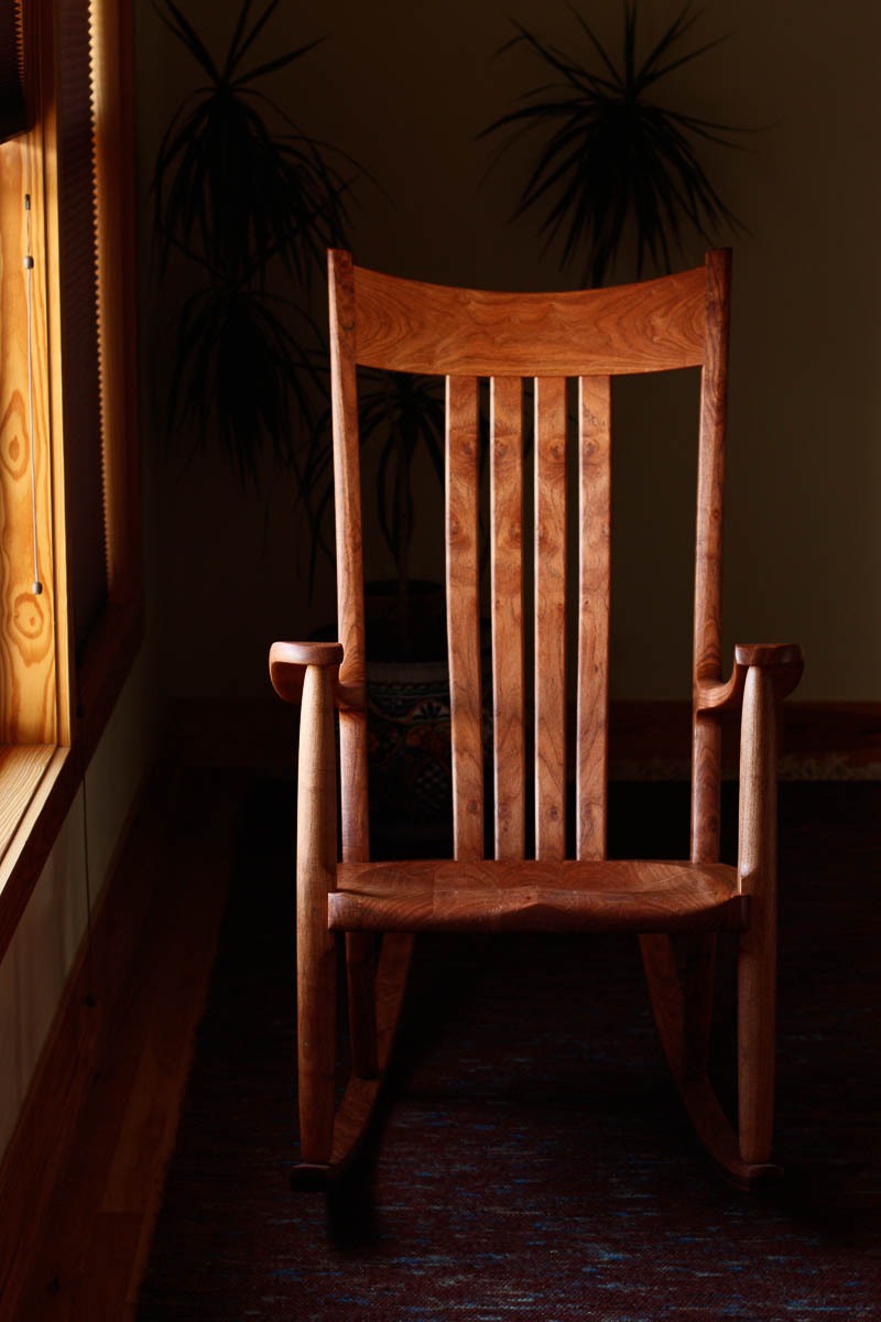 mesquite rocking chair by the window