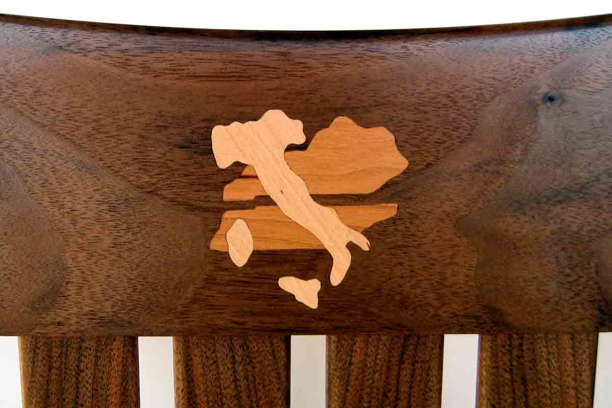 Rocking chair inlay, Kentucky Tenneesee and Italy