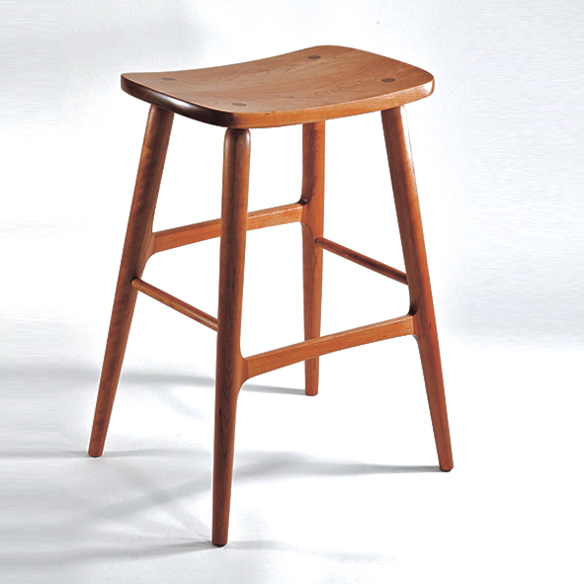 Cherry Barstool: studio, front quarter, 30H, 20W
