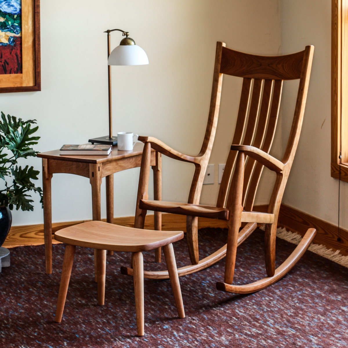 Rocking Chair, Side Table, Footstool