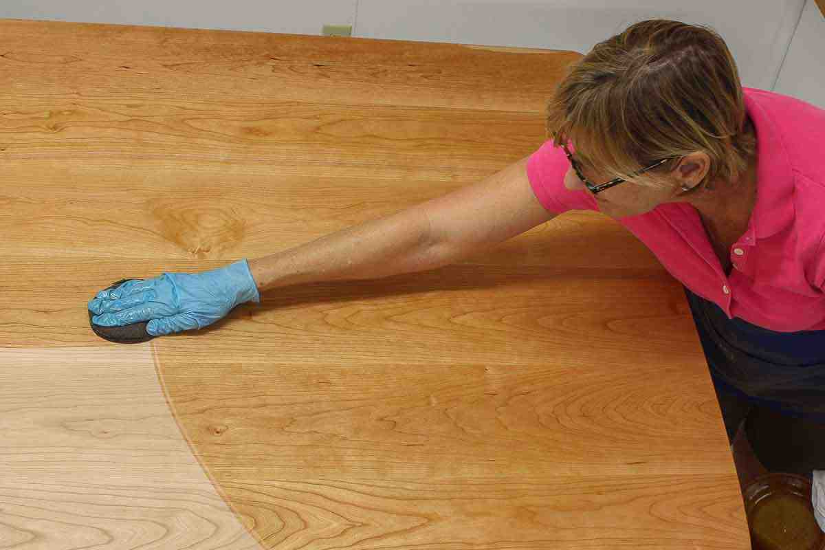 Kitty finishing cherry dining table top