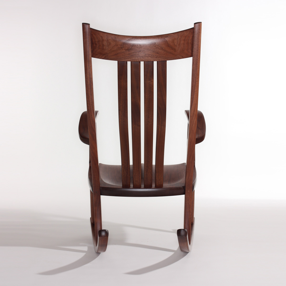 walnut rocking chair, back view